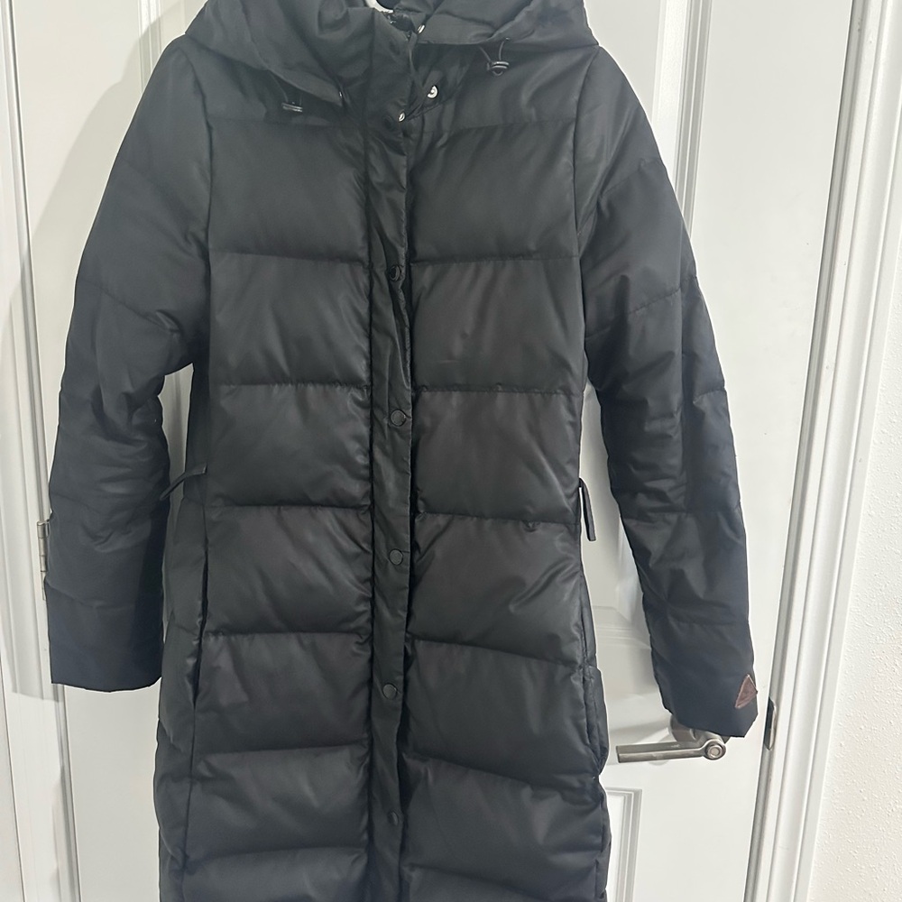 L.O.G.G. H&M Black Long Hooded Down Puffer Coat US 6 / EUR 36 Real Down Fill.